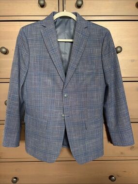 Youth TALLIA Light Blue Plaid Sport Coat